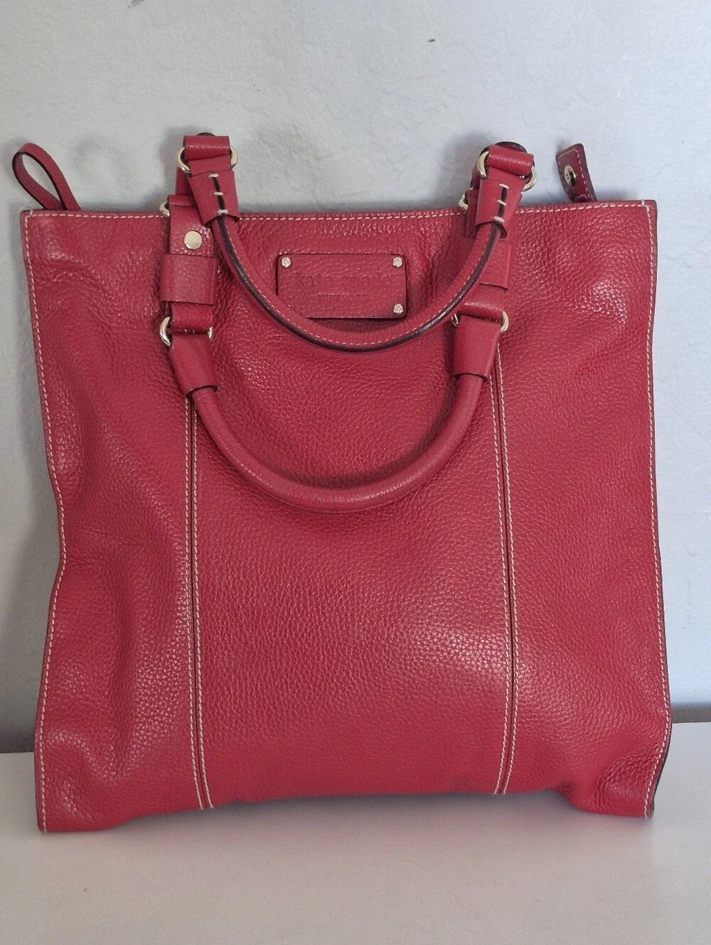 NWOT VINTAGE KATE SPADE LARGE  Women’s Red Leather Tote Bag